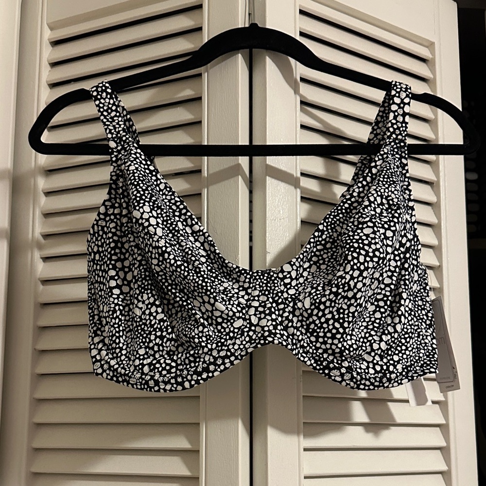 Elomi Black and White Pebble Cove bikini top - 36GG UK / 36J US